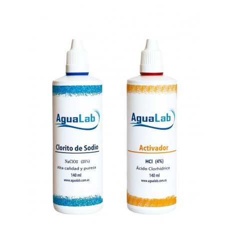 Kit Chlorite de Sodium 25% (140 ml) + Activateur - Acide Chlorhydrique 4%